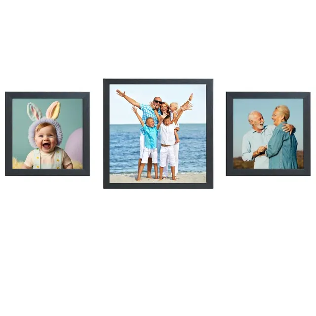 Victor Klee set 3 cadres photo noir bois 15x15 21x21 cm