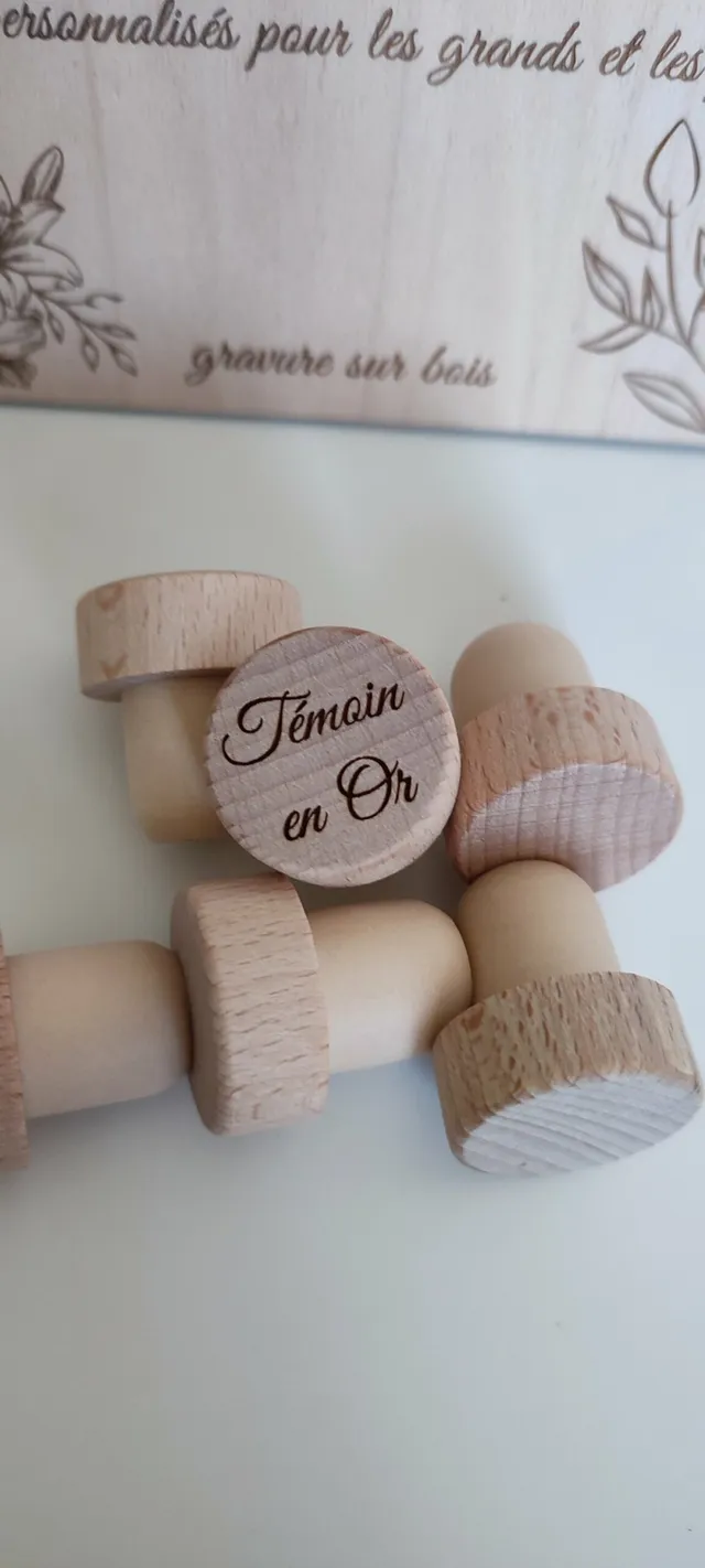 Creat’Angel Bouchon Témoin en Or bouteille vin bois