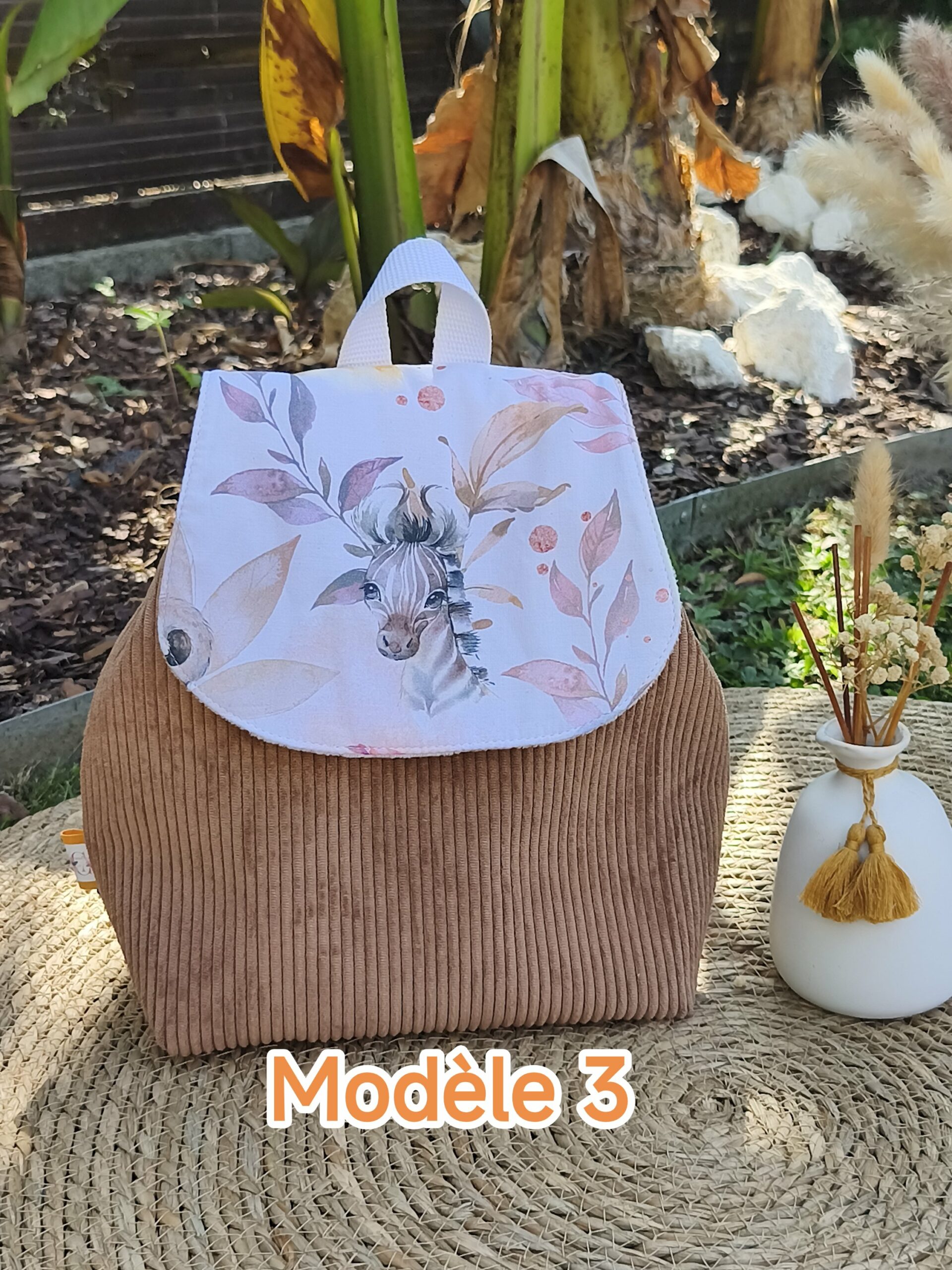 Creat’Angel Sac à dos velours côtelé personnalisé 29x30 cm