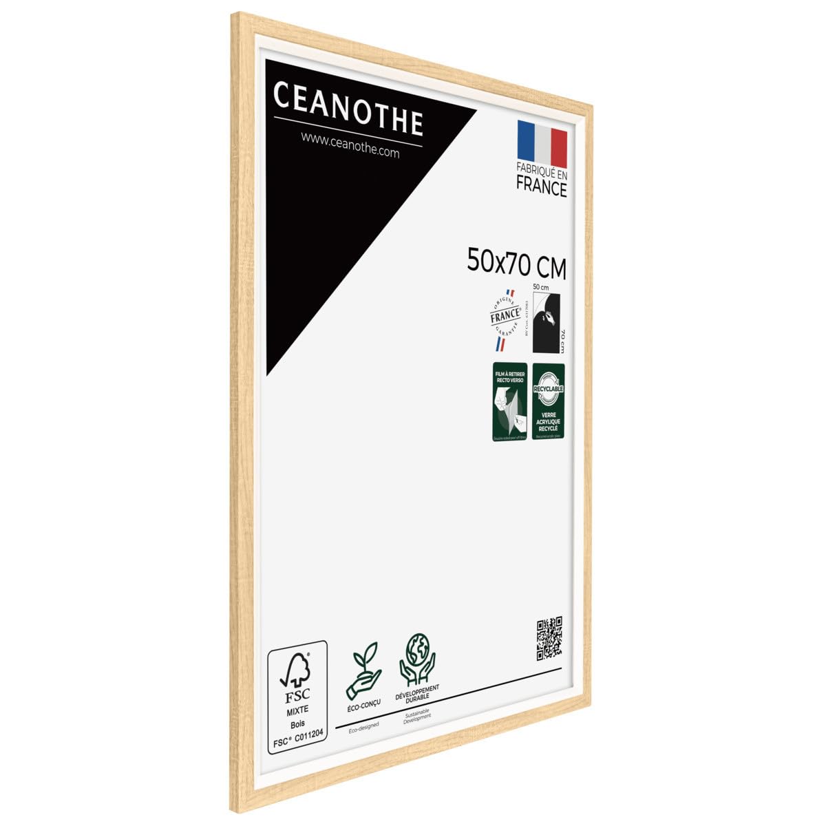 Ceanothe Actual 50x70 cm cadre photo brut et blanc incassable