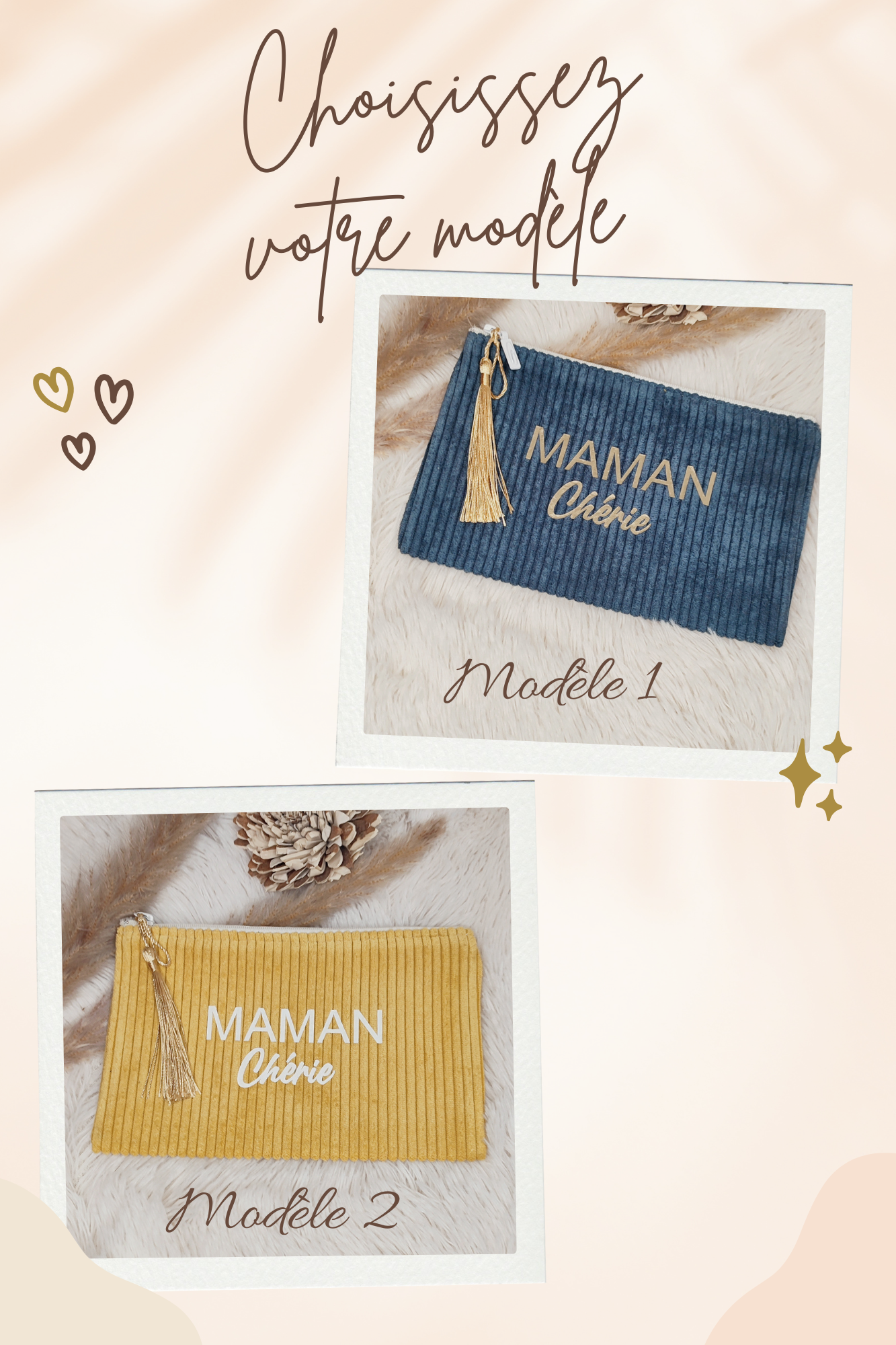Creat’Angel Maman Chérie pochette velours zippée unique