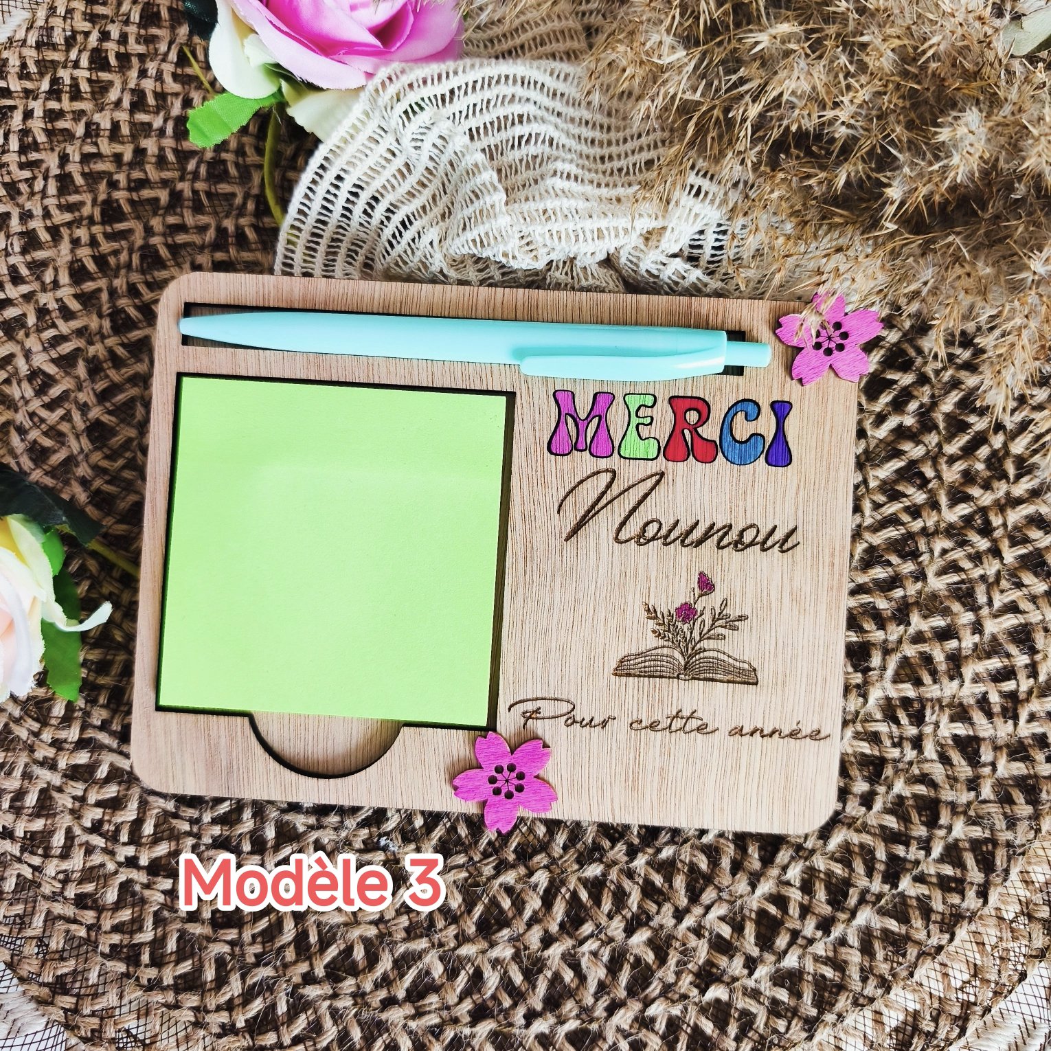 Creat’Angel Bloc-Notes Bois Personnalisé Maîtresse 12,5cm