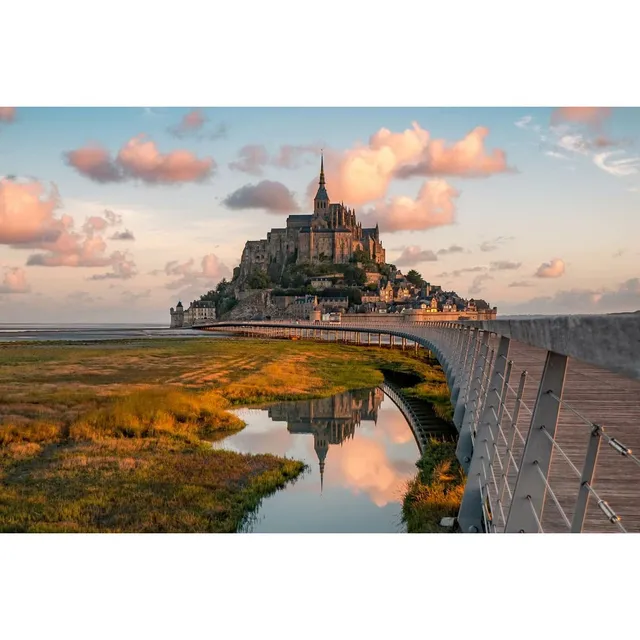 Ceanothe Mont-Saint-Michel tableau verre 65x97 cm brillant