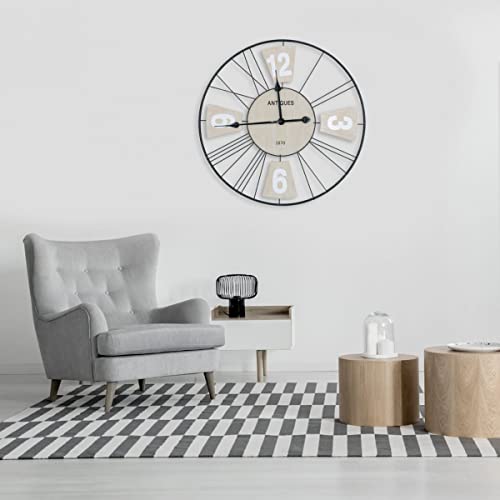 Ceanothe Chester 60 cm horloge murale noir et bois silencieuse
