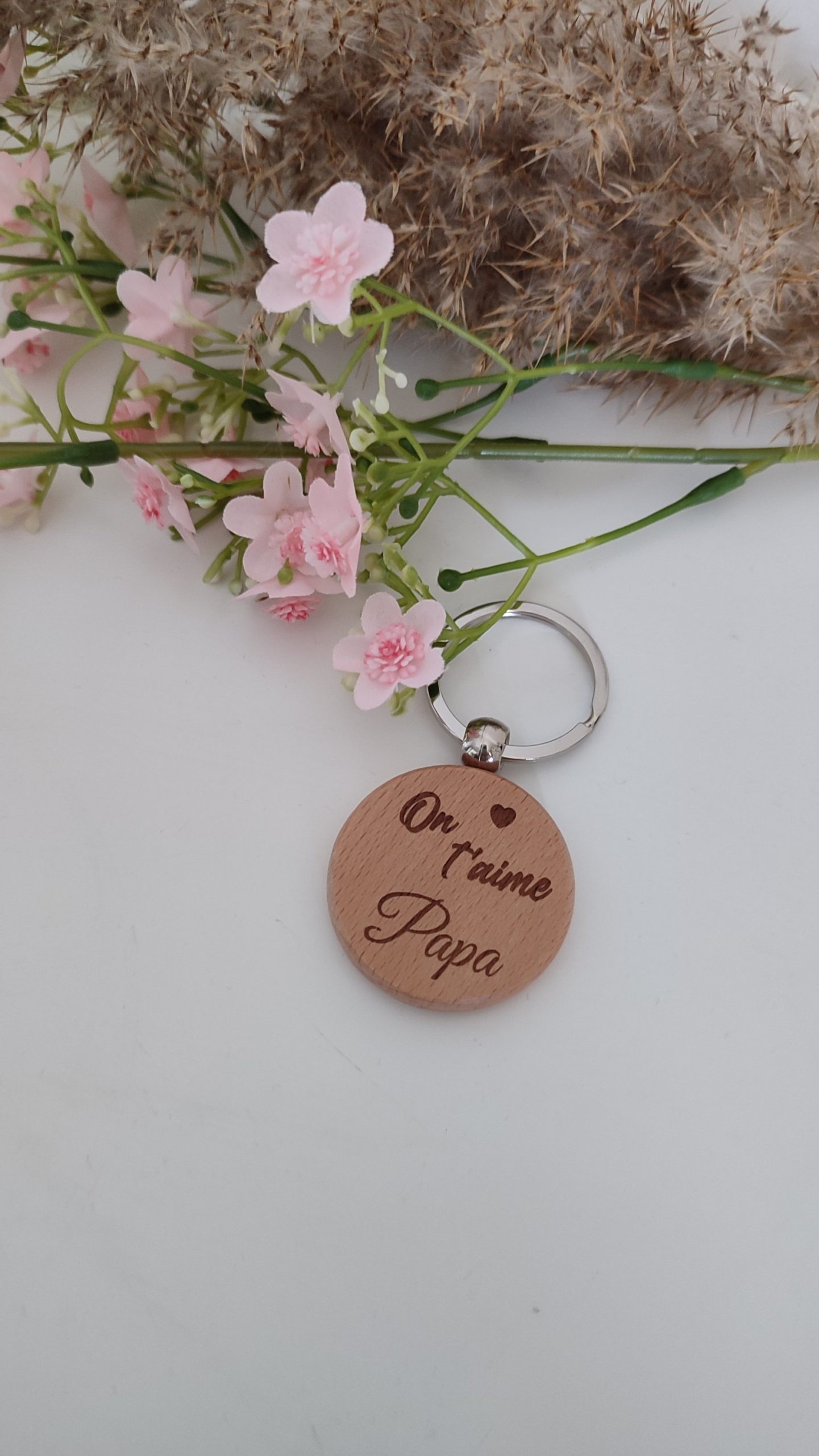 Creat’Angel Porte-clés bois personnalisable rond 40 mm