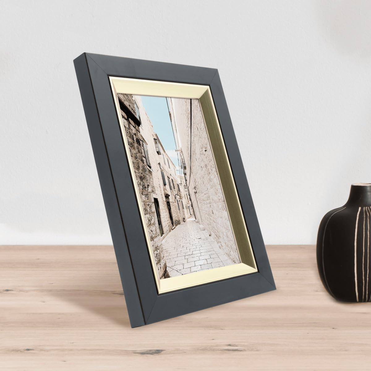 Ceanothe Actual 10x15 cm cadre photo noir et doré incassable