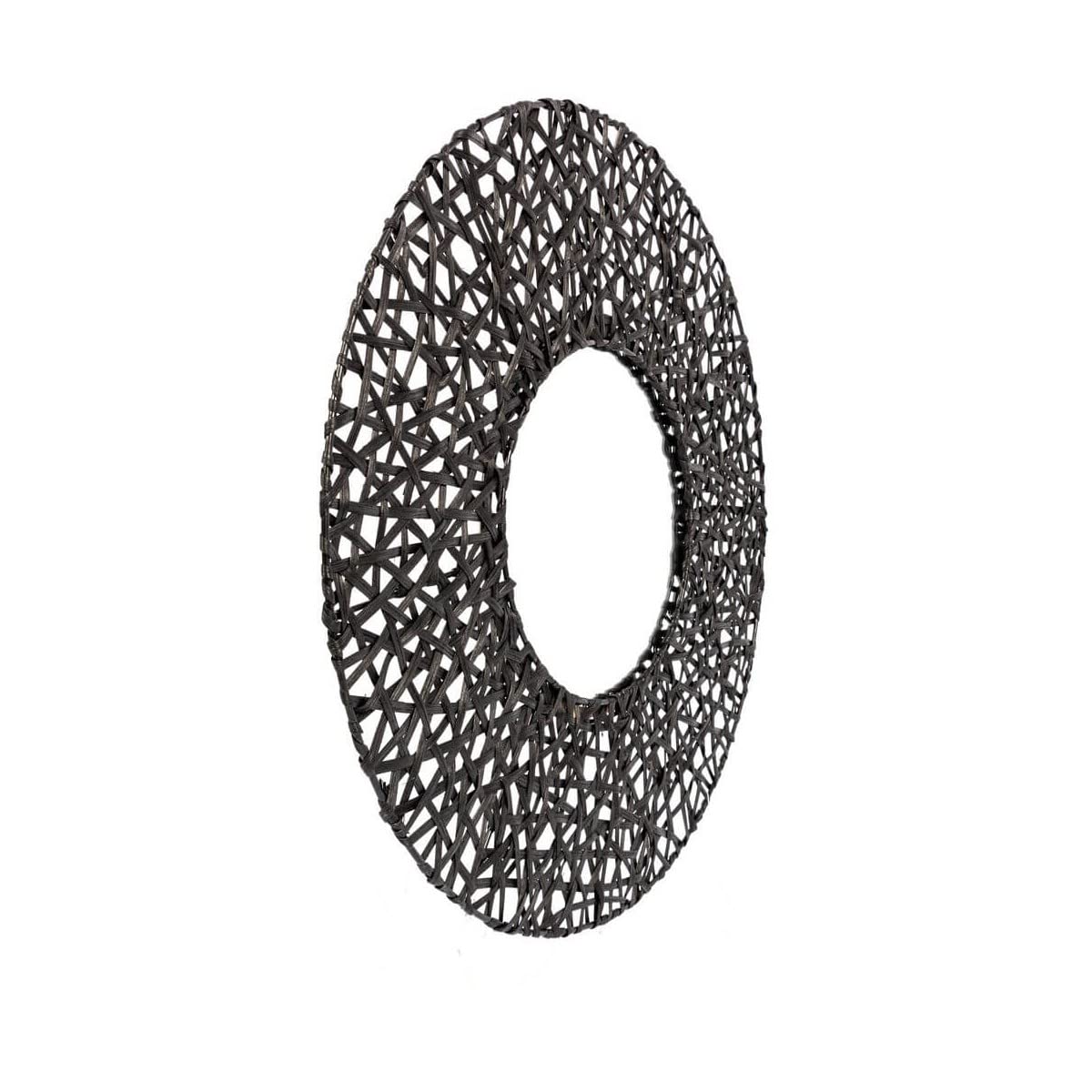 Brio Pretoria miroir rond 55 cm bois massif noir