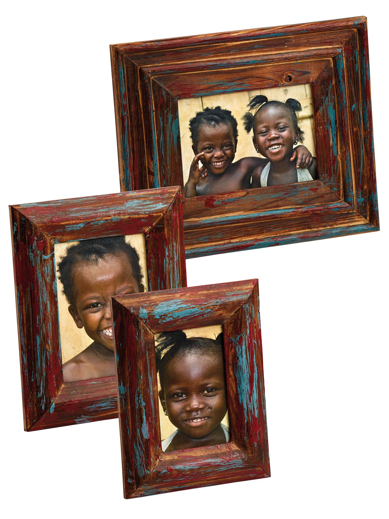 Walther Design Sapeli YM015M cadre photo bois 10x15 cm brun-bleu