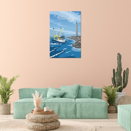 Ceanothe Art de nos régions Chalutier Breton tableau toile 45x65 cm