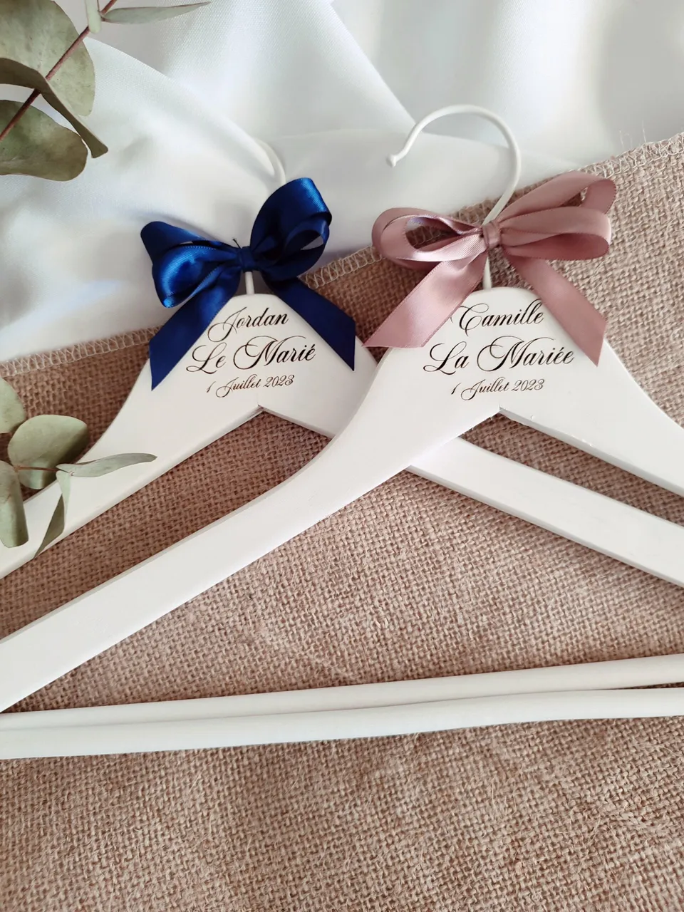 Creat'Angel Duo Cintres Personnalisés cintre bois lot 2 mariage