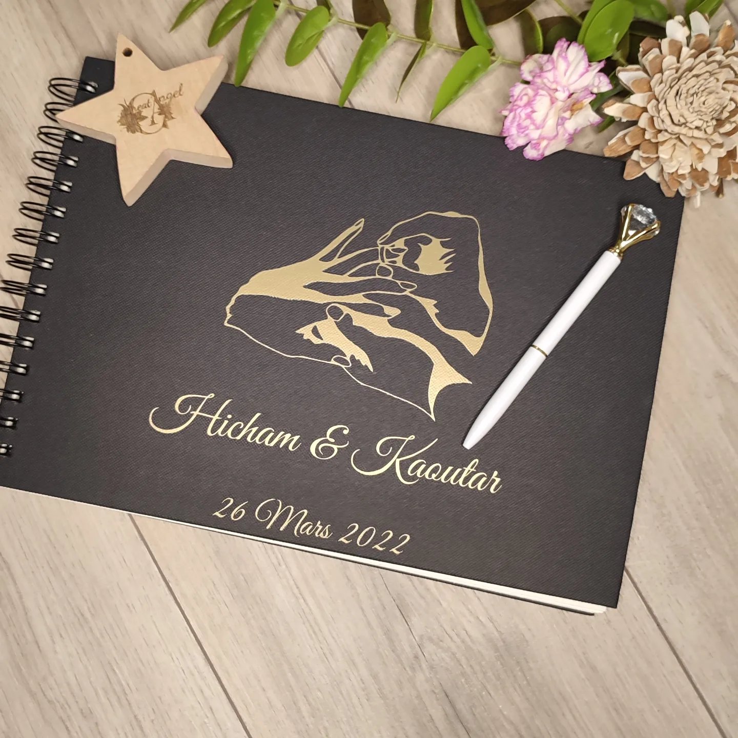 Creat'Angel livre d'or mariage tissu noir 20 pages