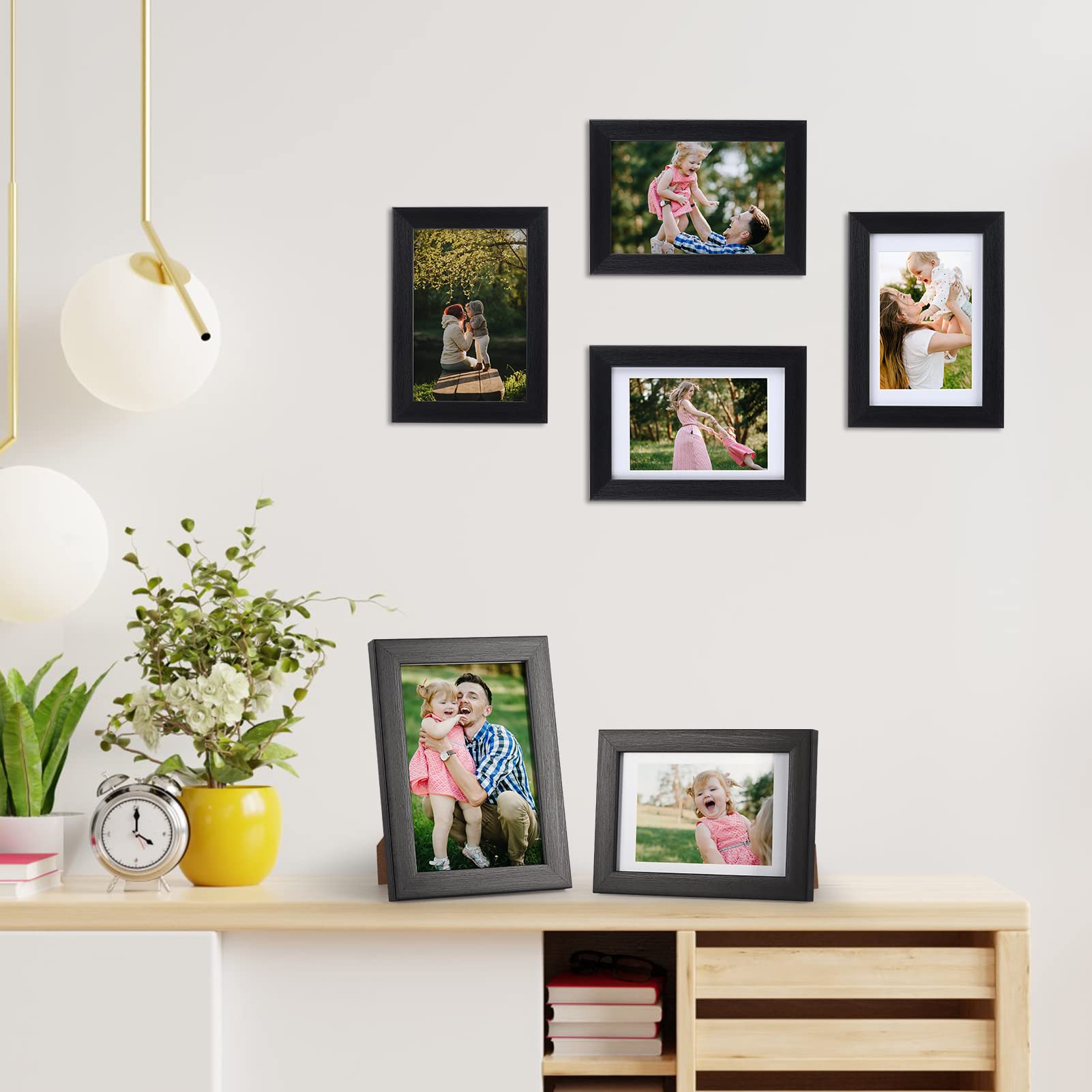 EYMPEU lot 9 cadres photo 10x15 cm noirs passe-partout verre