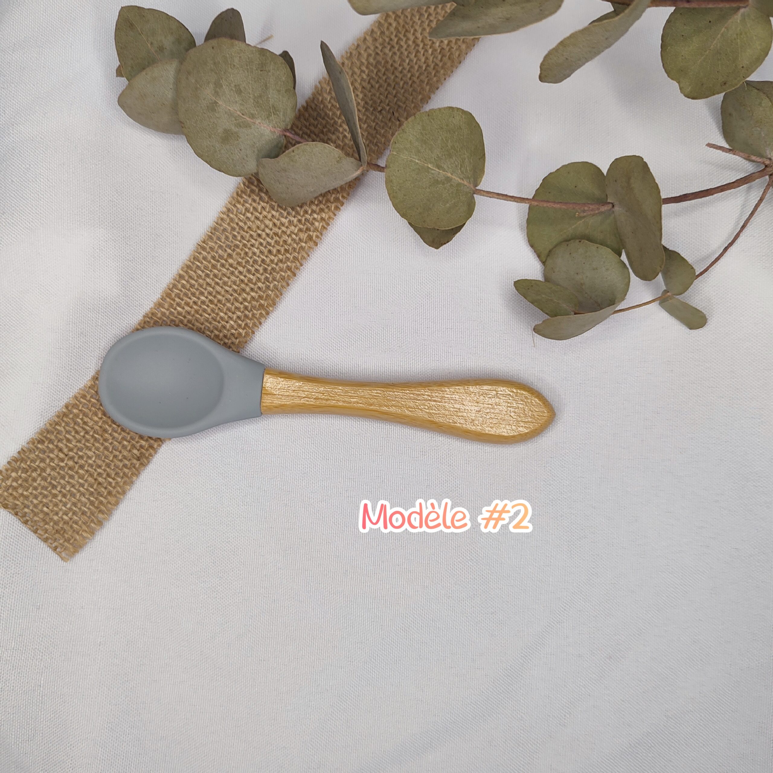 Creat'Angel cuillère bébé bois silicone prénom personnalisé