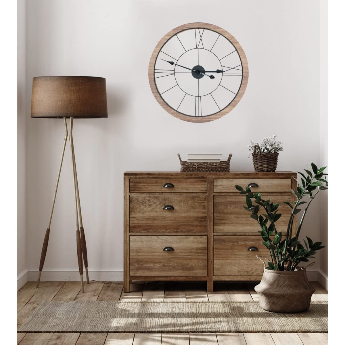 Ceanothe City 35118 horloge murale 60 cm noir bois silencieuse