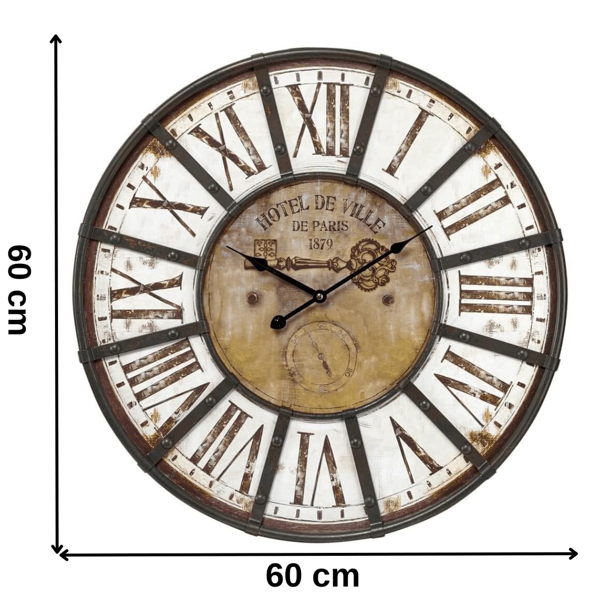 Ceanothe Emotion horloge murale 60 cm marron silencieuse