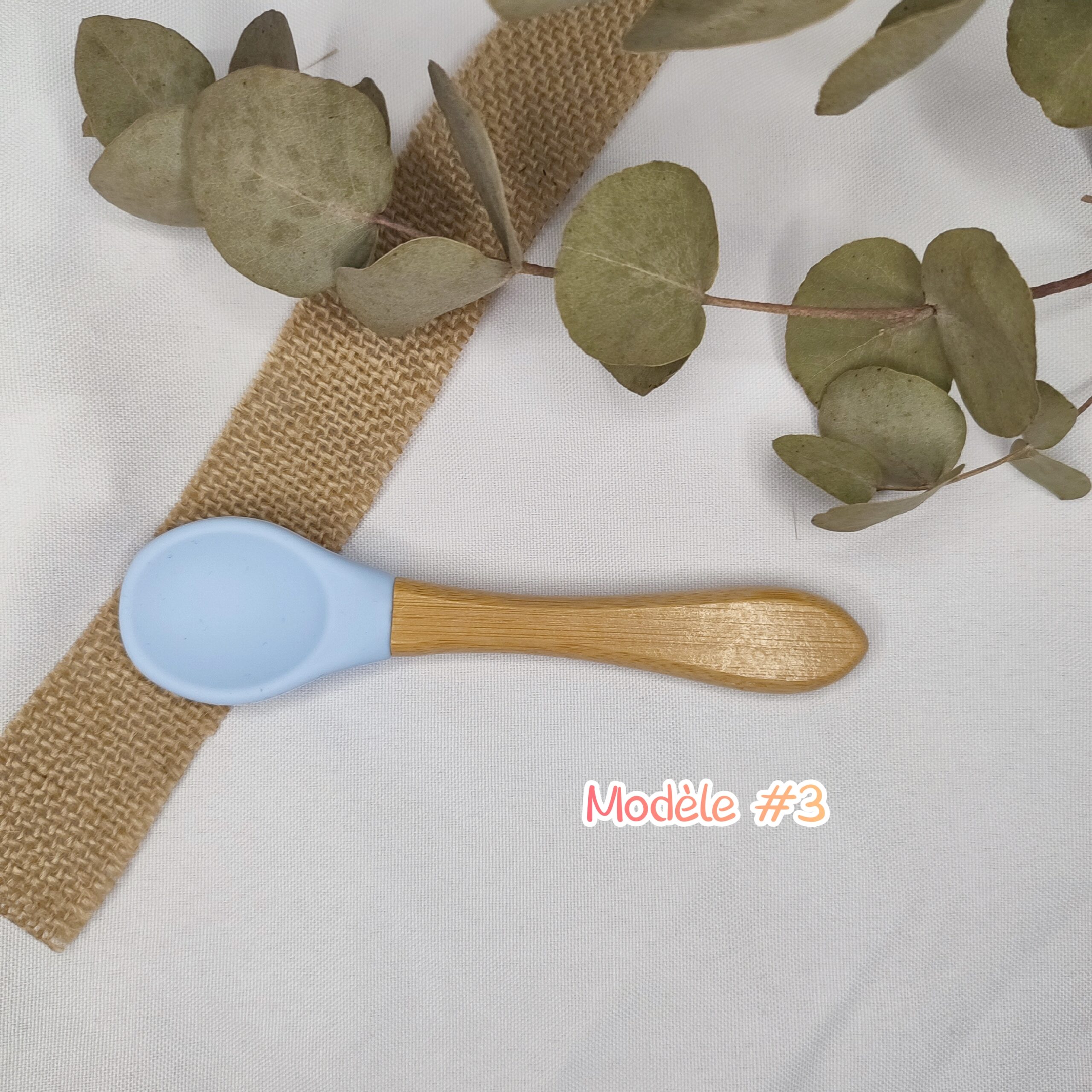 Creat'Angel cuillère bébé bois silicone prénom personnalisé