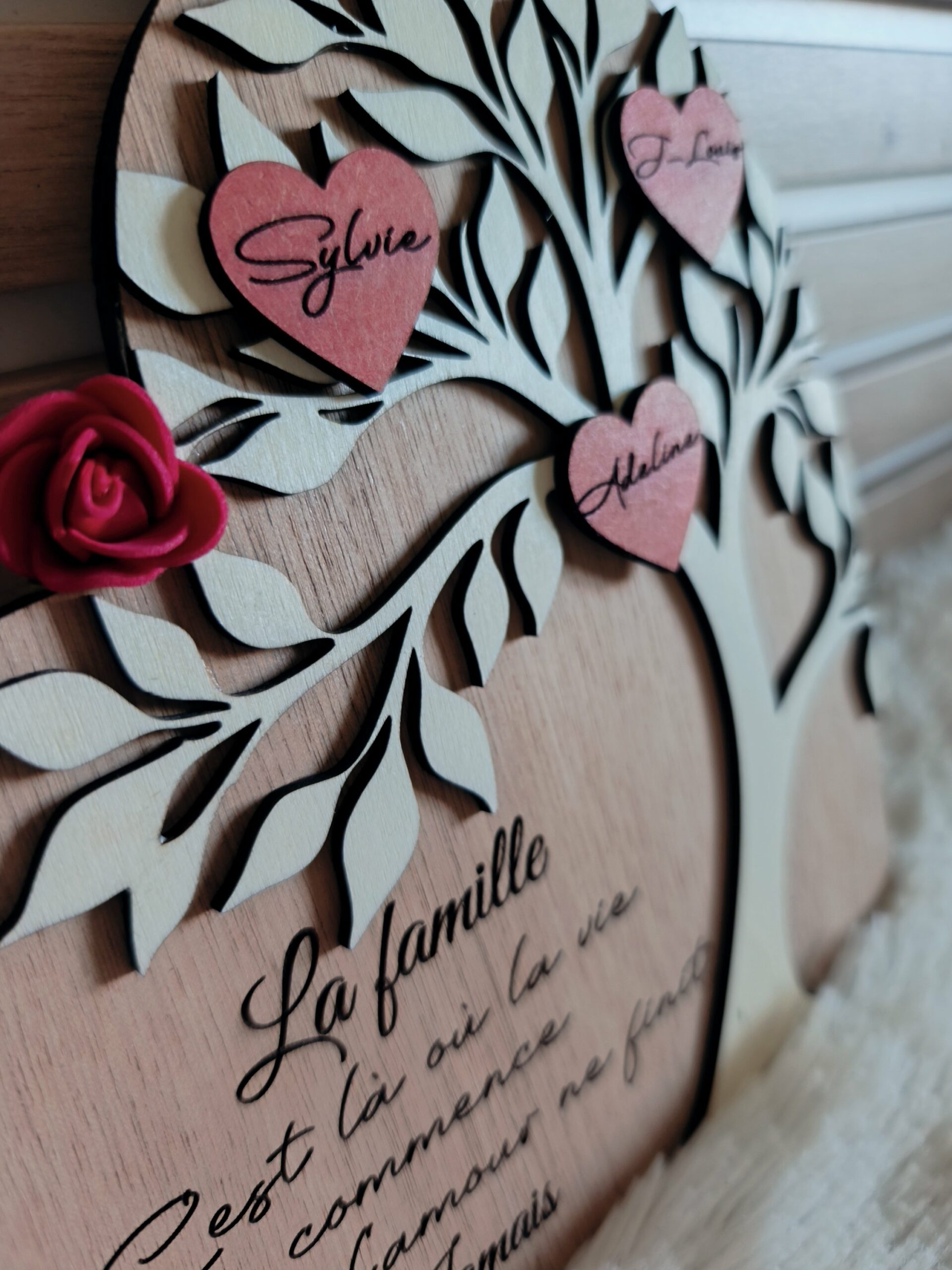 Creat’Angel Arbre de vie cœur déco bois 30 cm 10 prénoms