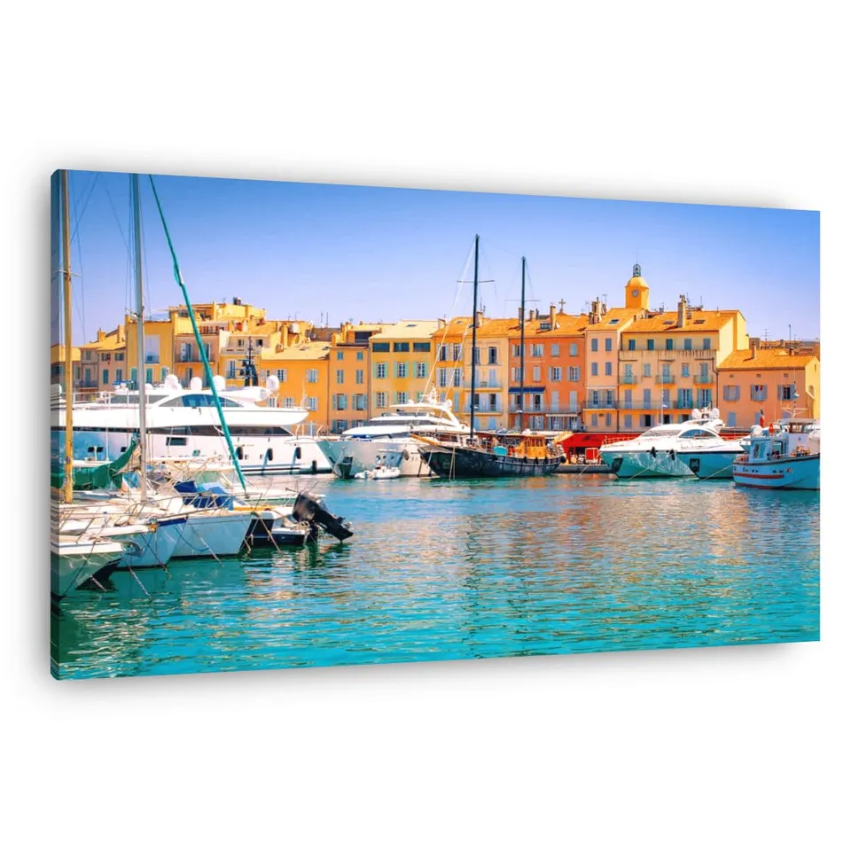 Ceanothe Port de Saint-Tropez tableau toile 30x45 cm marin