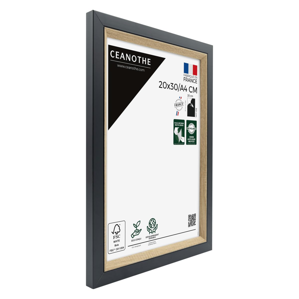 Ceanothe Actual A4 20x30 cm cadre photo noir et bois incassable