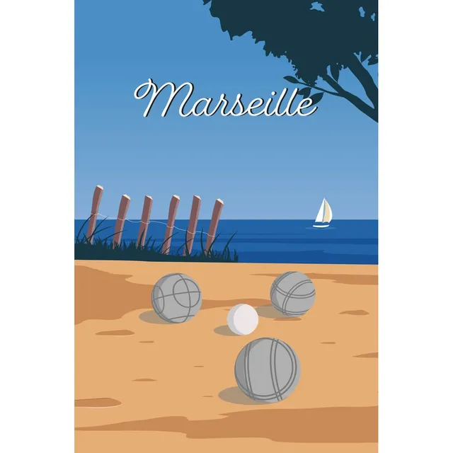 Ceanothe Pétanque Marseille tableau sur toile 65x97 cm XXL