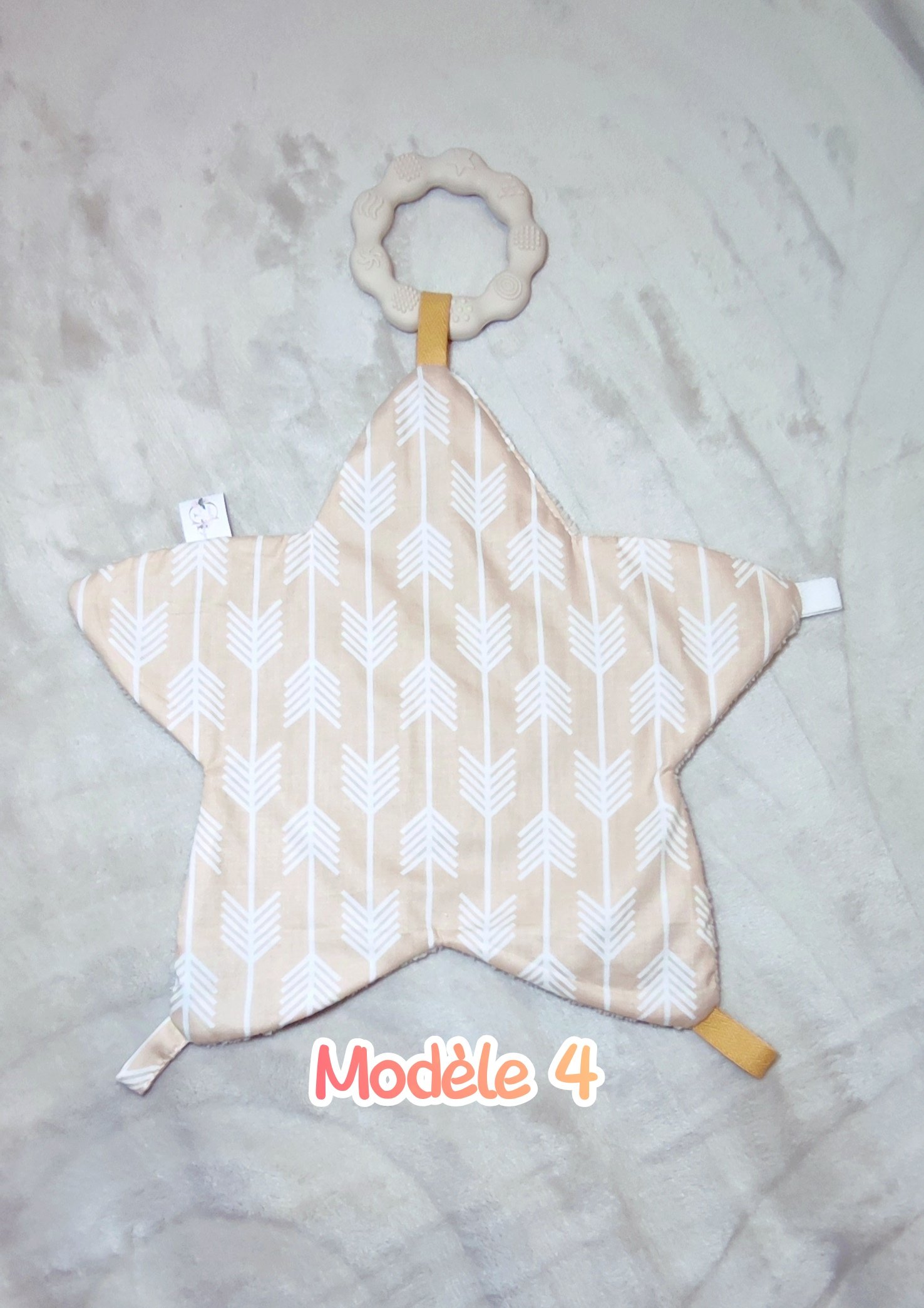 Creat'Angel Doudou Étoile Bébé Anneau Dentition Silicone