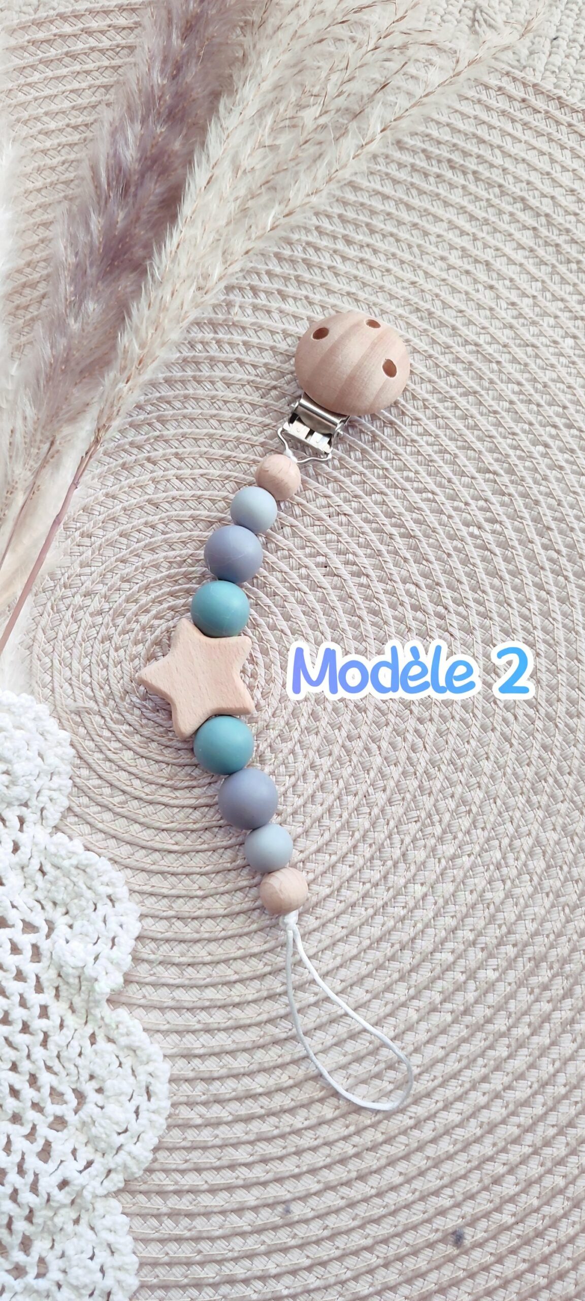 Creat’Angel Attache Sucette Étoile Bois Personnalisée 25cm
