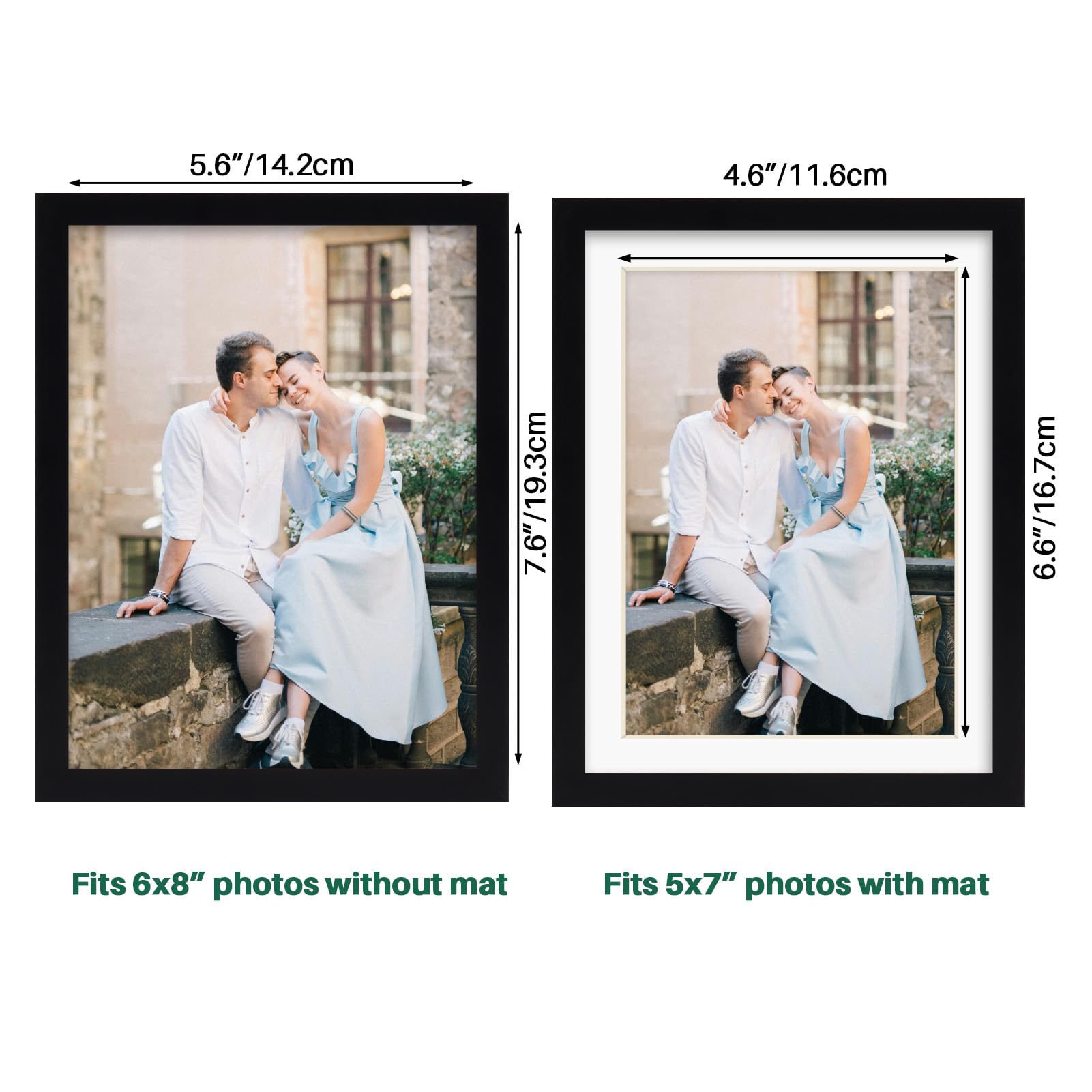 EYMPEU cadre photo noir 15x20 cm PVC passe-partout double format