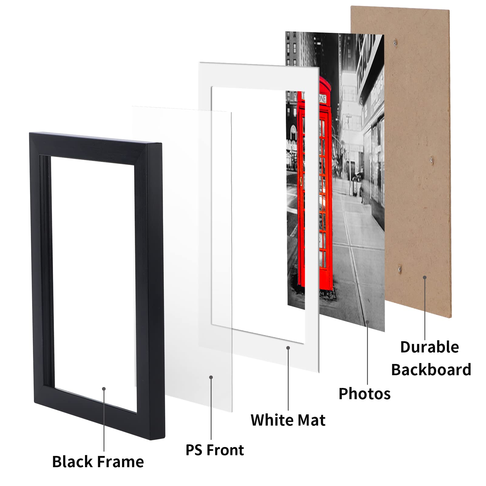 EYMPEU cadre photo noir 15x20 cm lot de 6 à poser