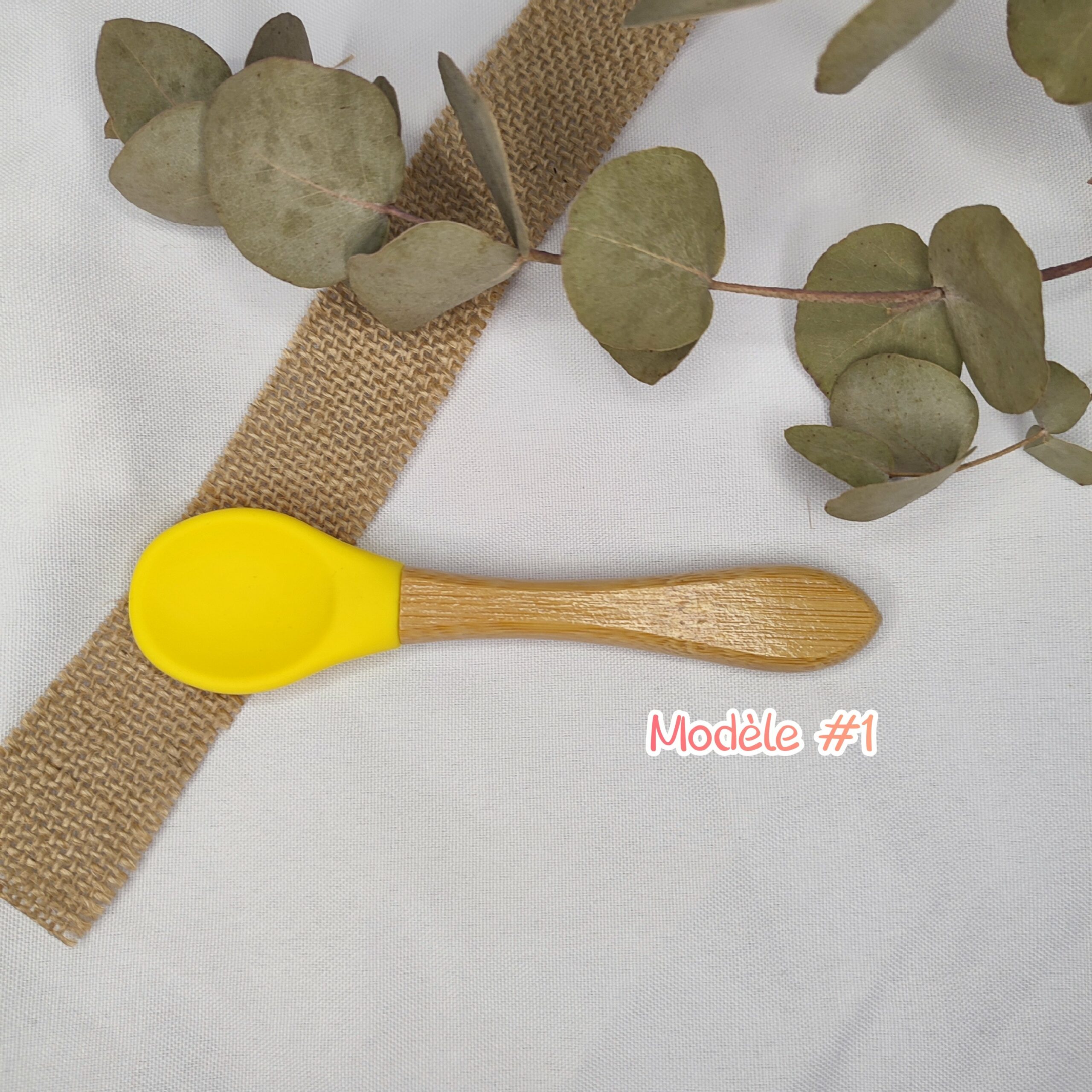Creat'Angel cuillère bébé bois silicone prénom personnalisé