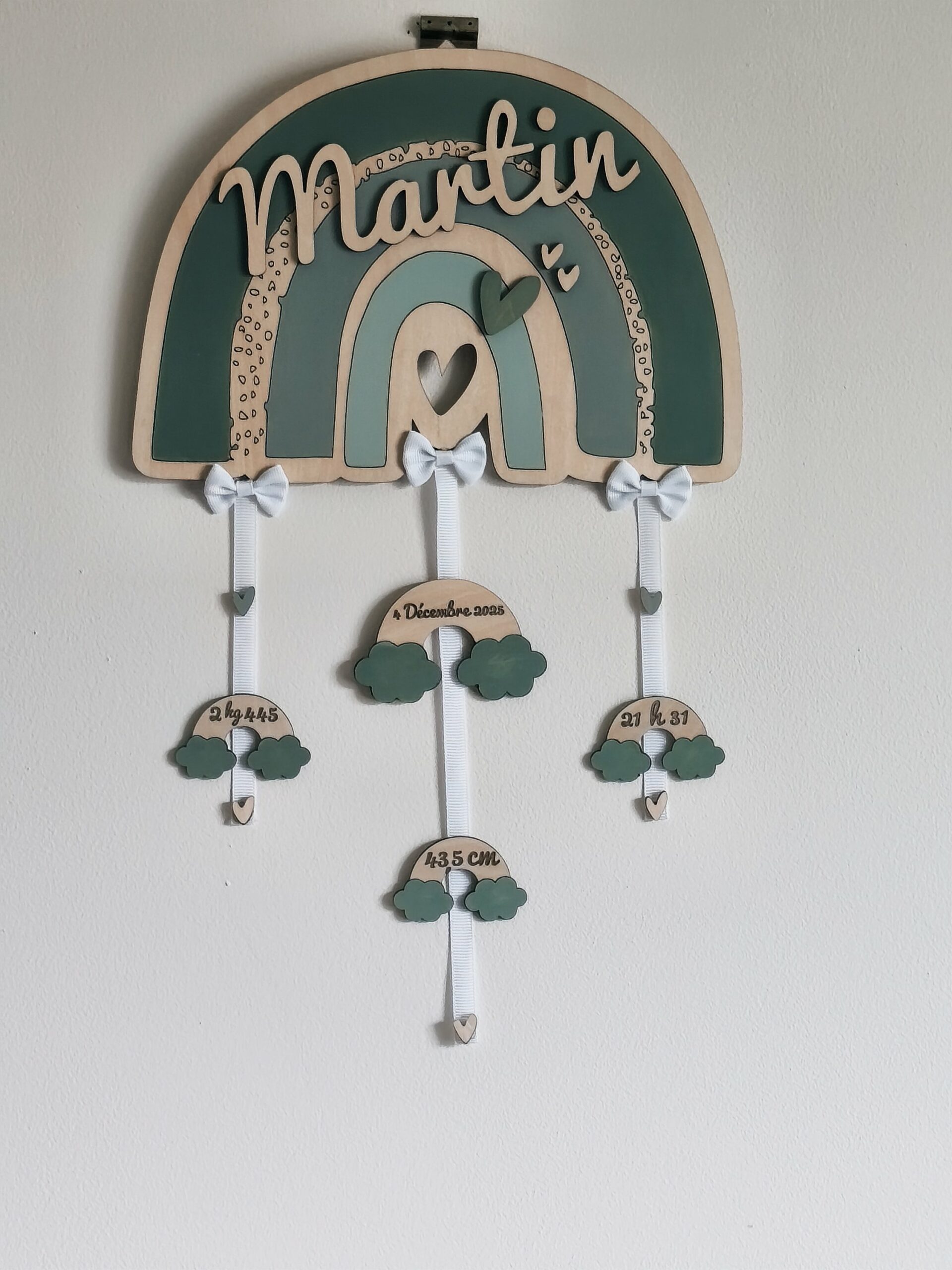 Creat’Angel arc-en-ciel suspension naissance personnalisée 26x36 cm