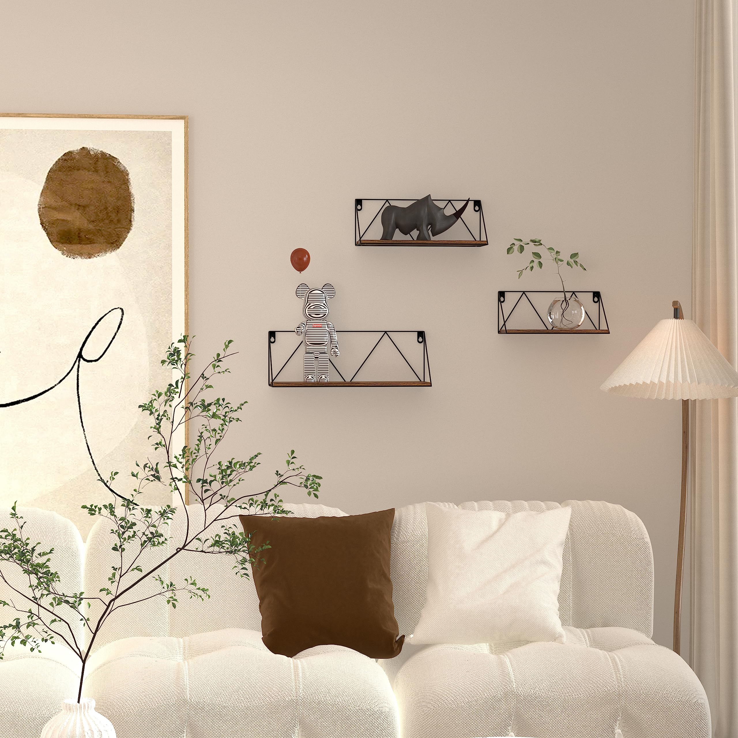 EYMPEU rustique étagère murale lot 3 noir 40 cm