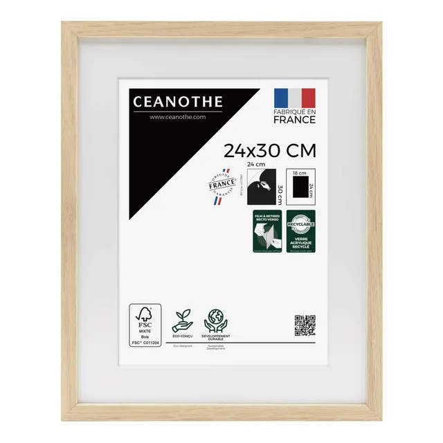Ceanothe Alba cadre photo chêne 24x30 cm passe-partout