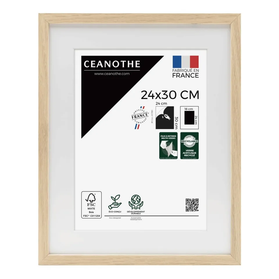 Ceanothe Alba cadre photo chêne 24x30 cm passe-partout