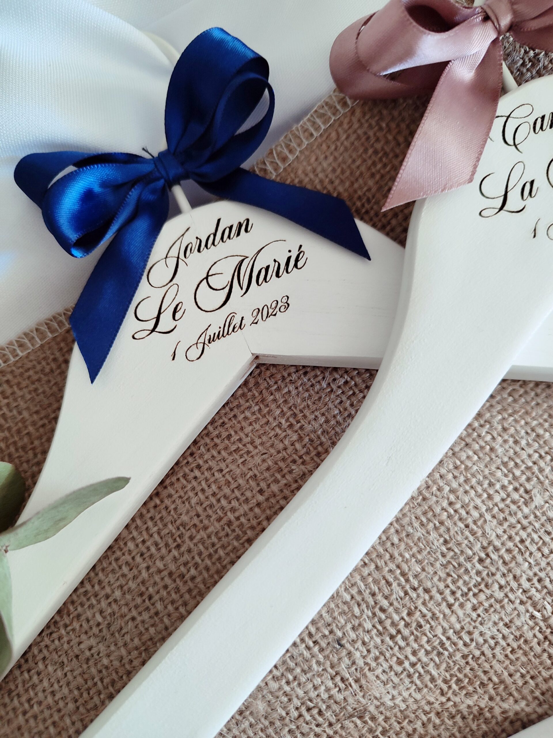 Creat'Angel Duo Cintres Personnalisés cintre bois lot 2 mariage
