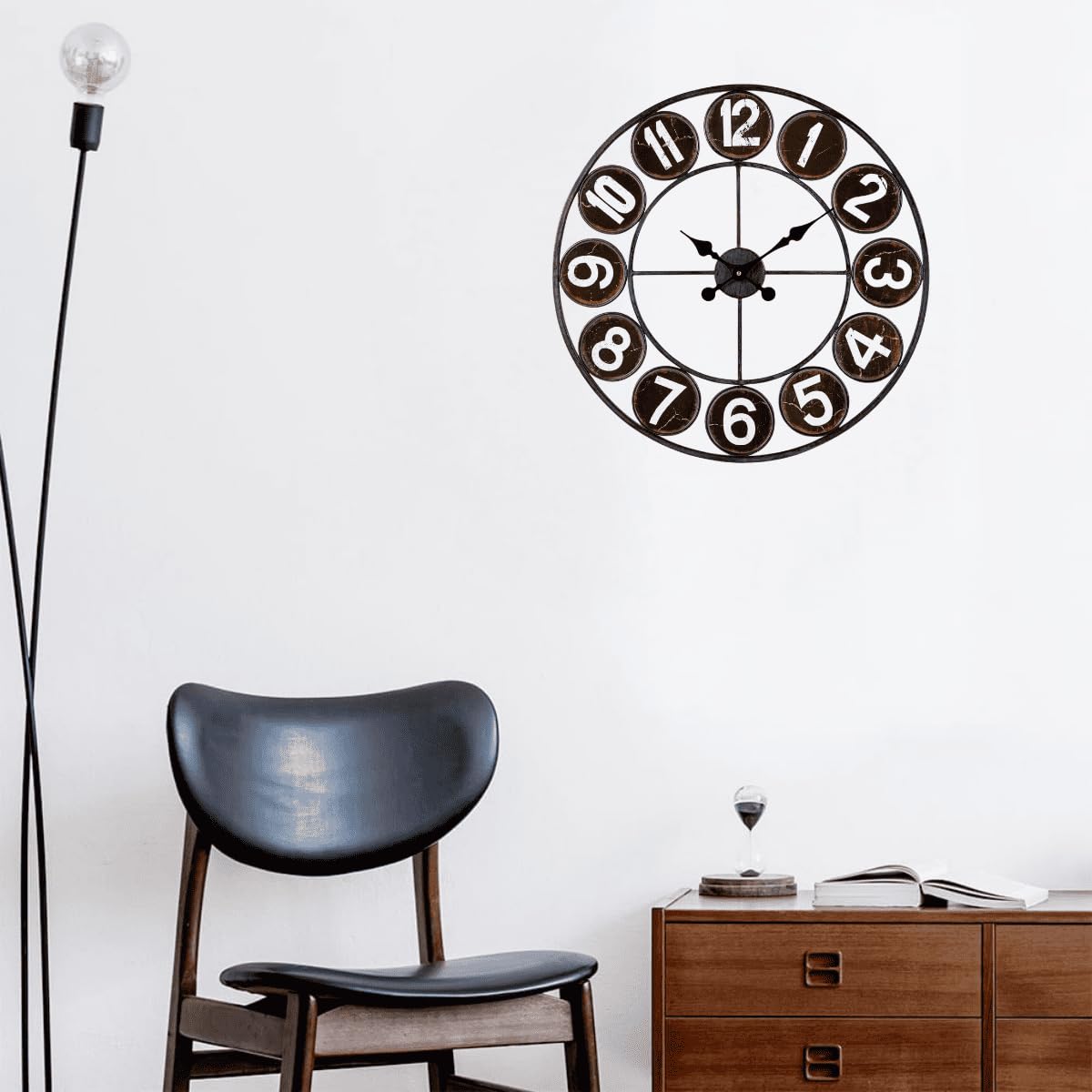 Ceanothe Loft horloge murale noir 60 cm silencieuse
