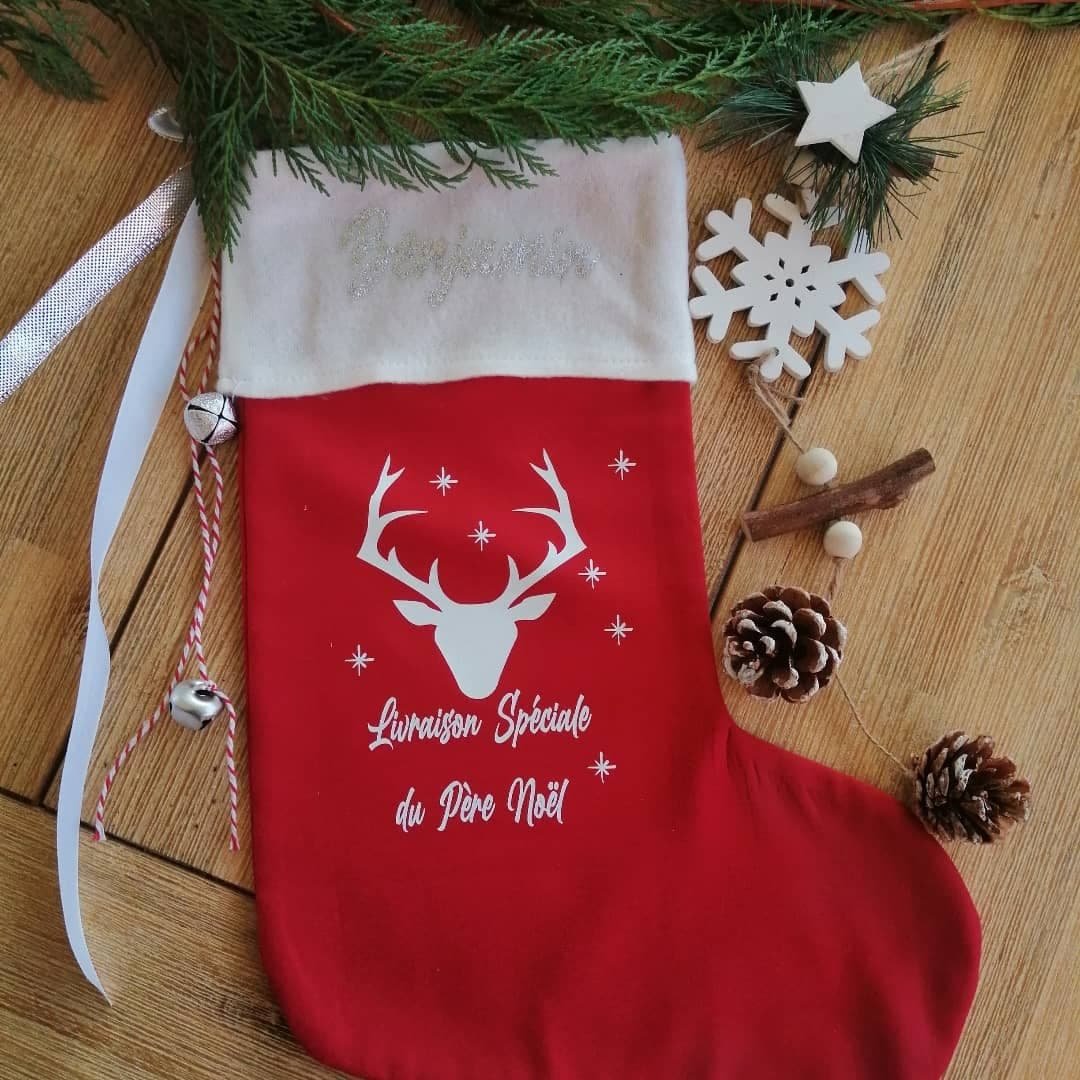 Creat’Angel chaussette de Noël personnalisée flocage 37 cm