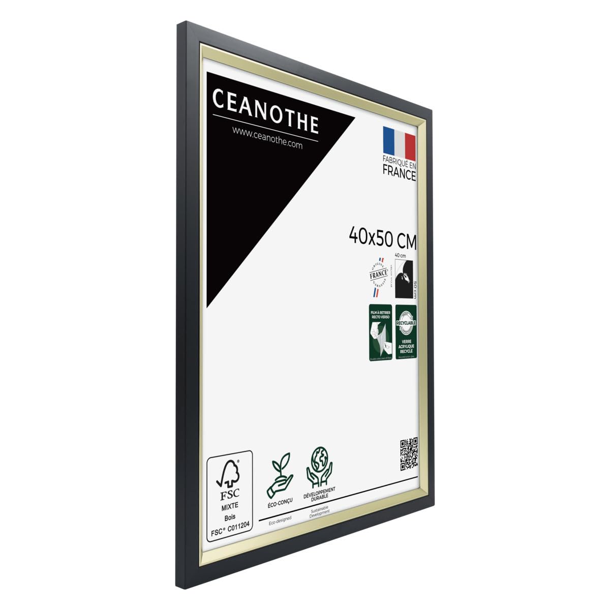 Ceanothe Actual 40x50 cm cadre photo noir et doré mural