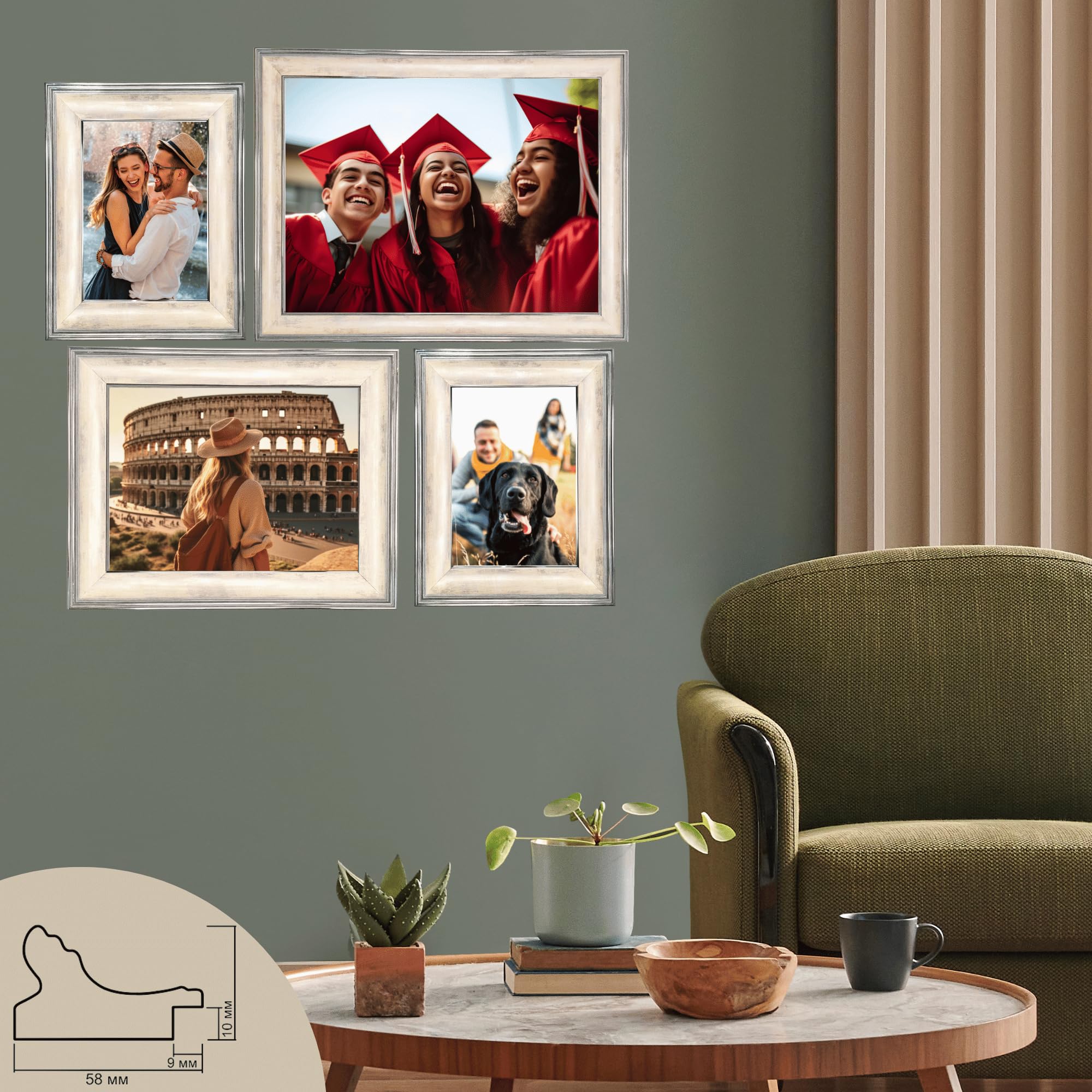 Victor Picasso cadre photo 30x40 cm or baroque large