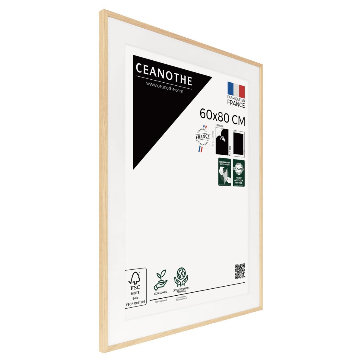 Ceanothe Alba cadre photo chêne 60x80 cm passe-partout