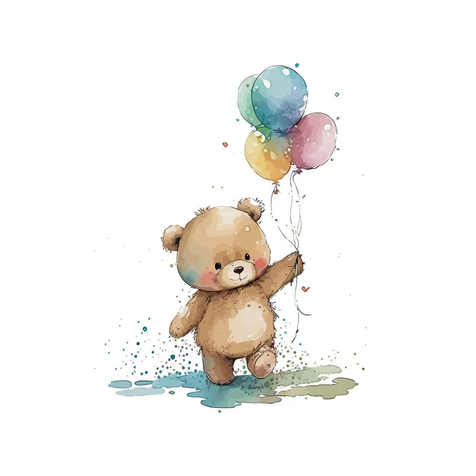Ceanothe Ourson Ballons tableau sur toile 30x45 cm chambre bébé