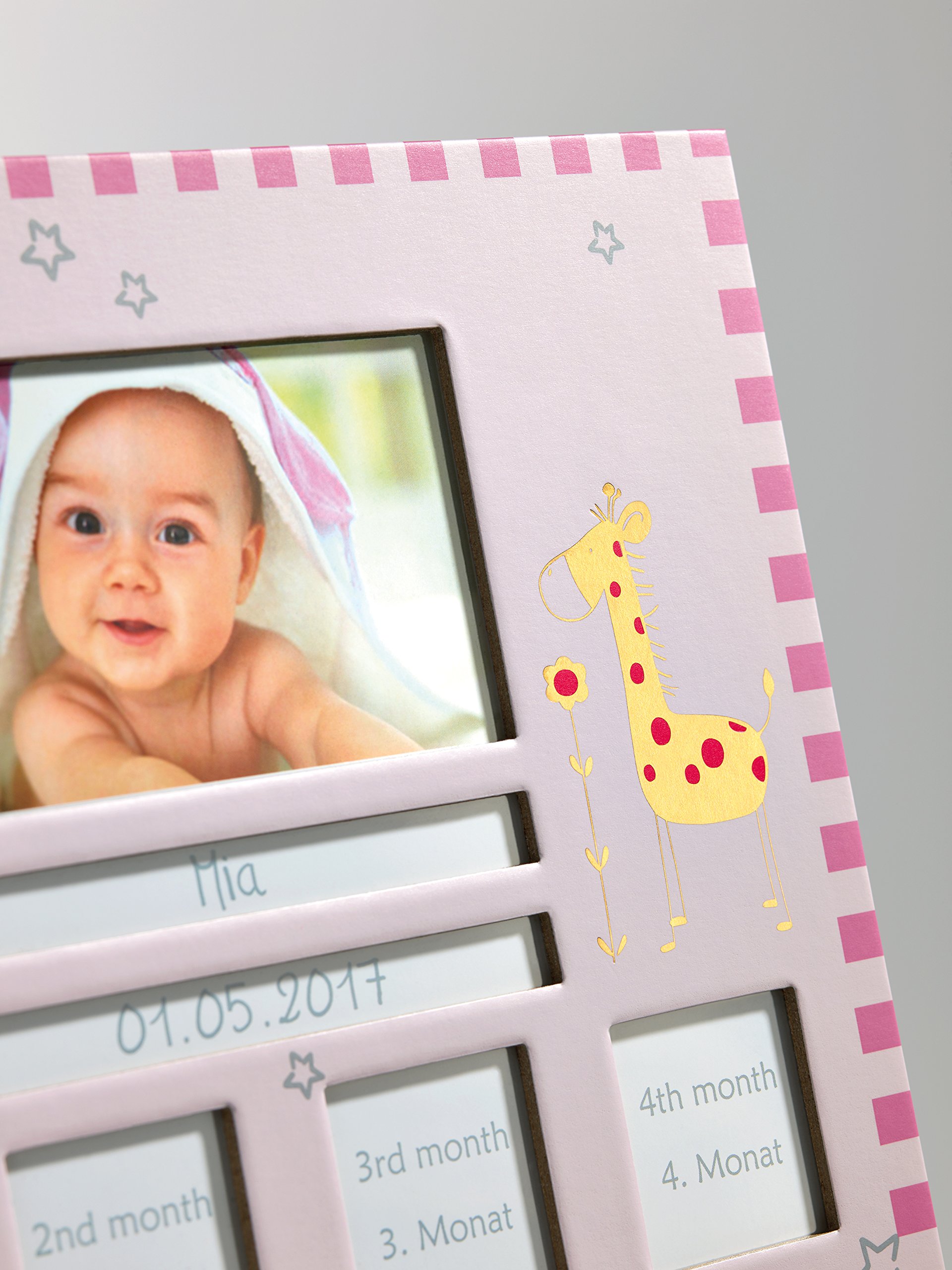 walther design Baby Animal BR148R cadre photo bébé rose girafe