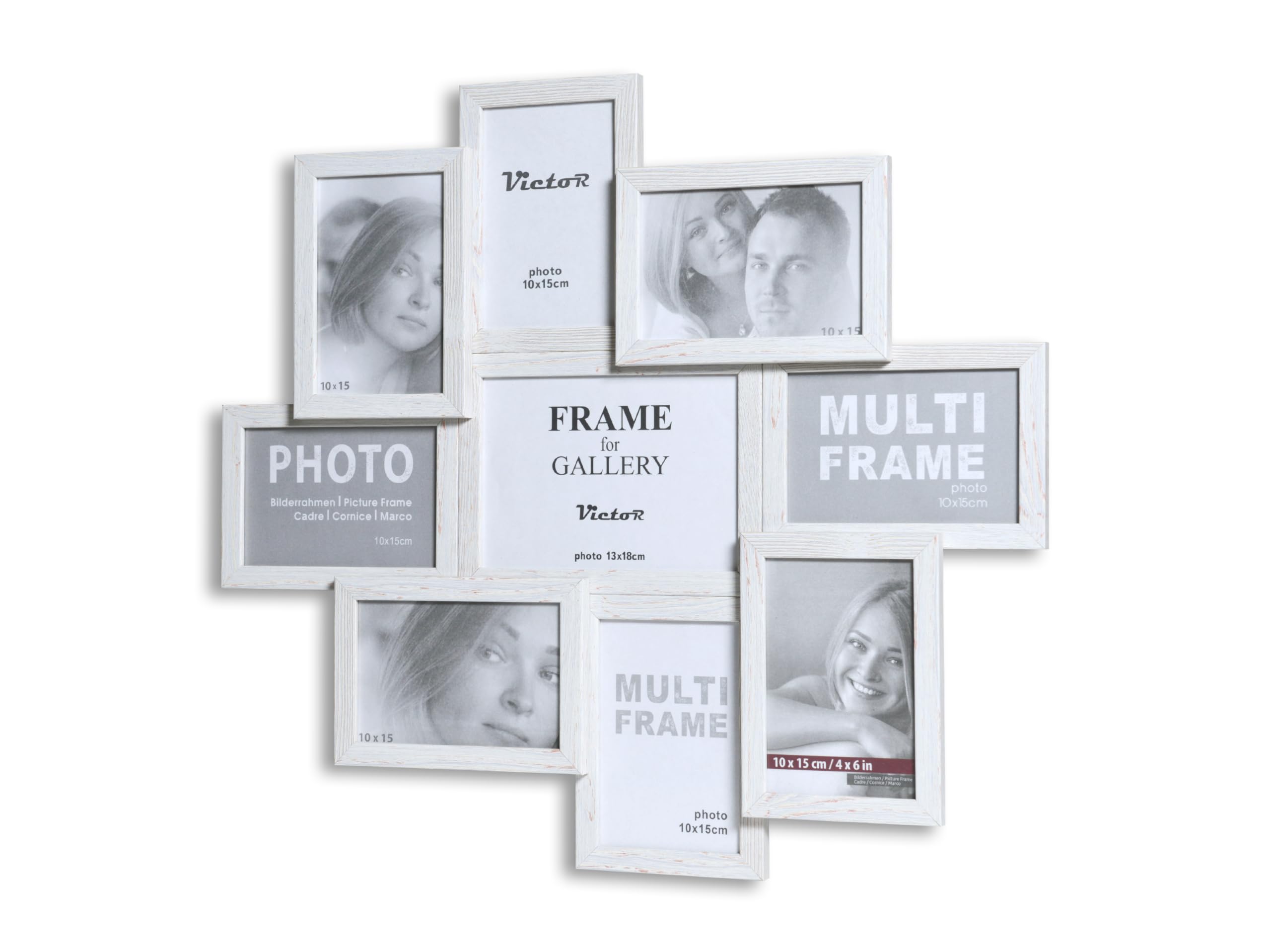 Victor Shabby cadre photo collage 9 photos 10x15 cm blanc