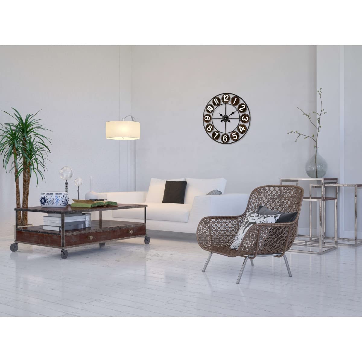 Ceanothe Loft horloge murale noir 60 cm silencieuse