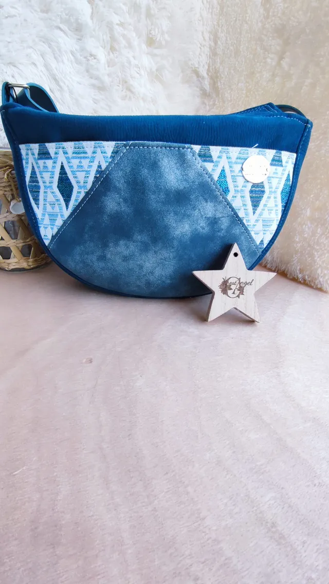 Creat’Angel Graziella sac bleu simili cuir 30 cm