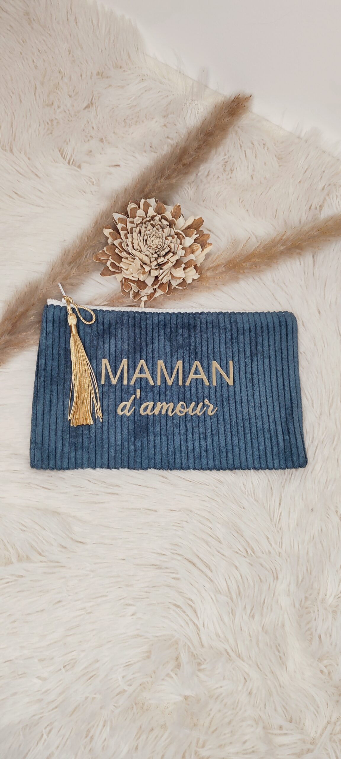 Creat’Angel pochette Maman d’amour velours zippée