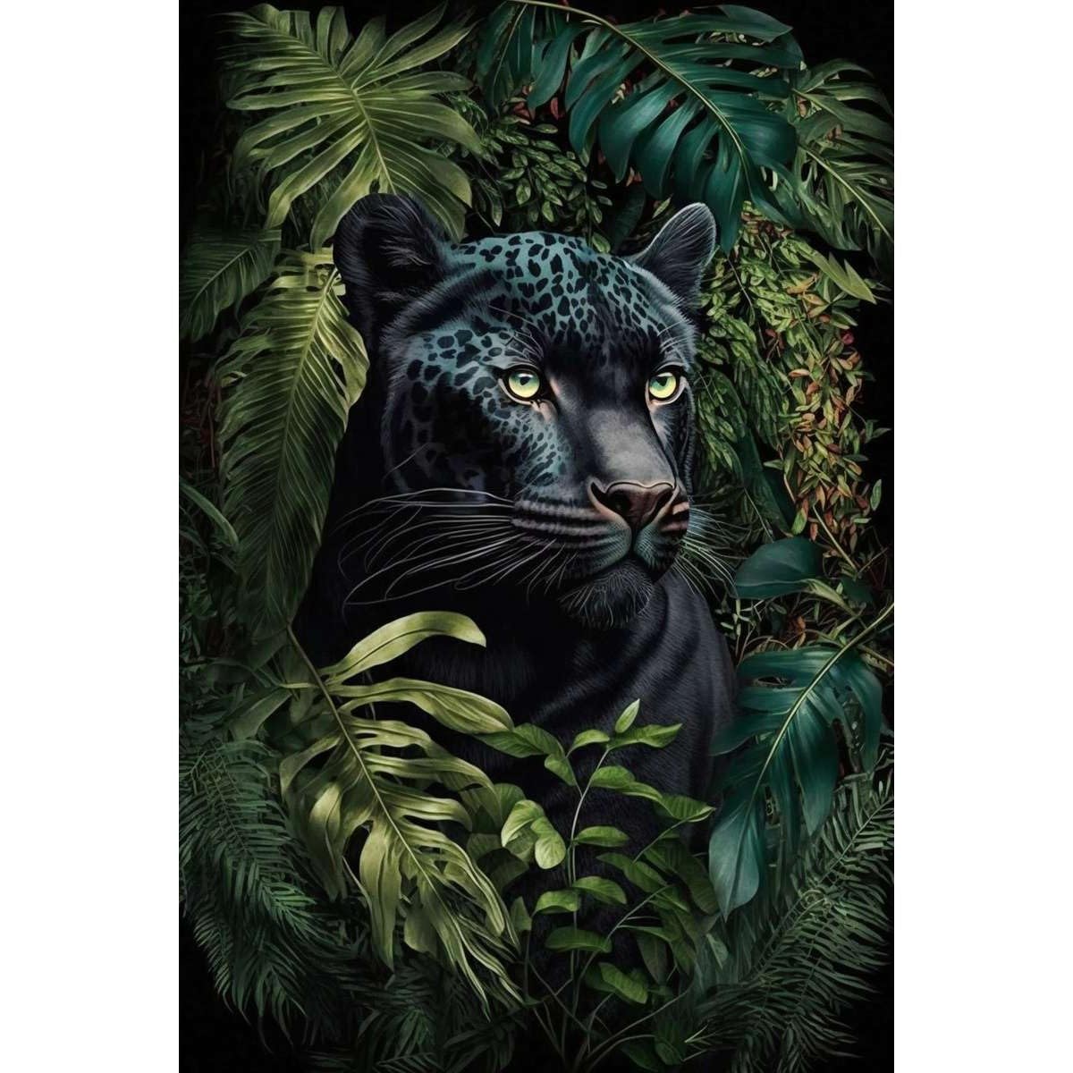 Ceanothe tableau toile panthère noire 45x65 cm salon