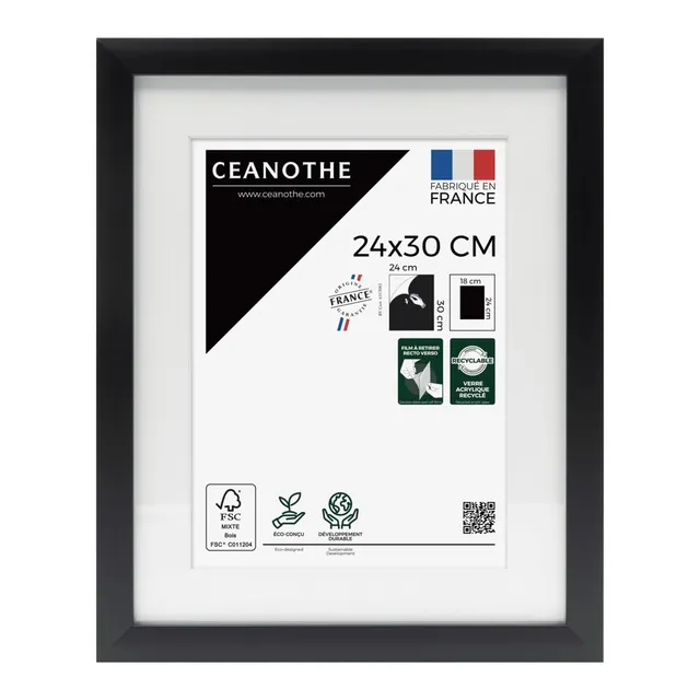 Ceanothe Milan cadre photo 24x30 cm noir passe-partout