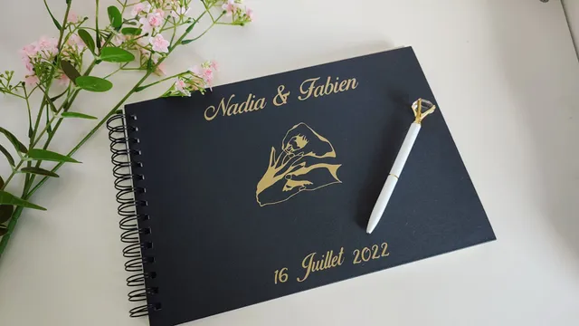 Creat'Angel livre d'or mariage tissu noir 20 pages