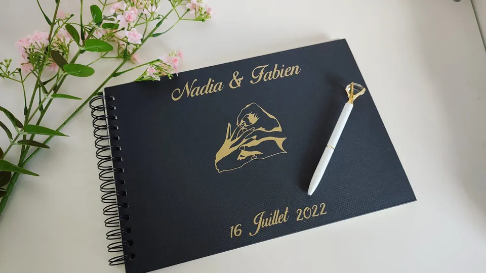 Creat'Angel livre d'or mariage tissu noir 20 pages