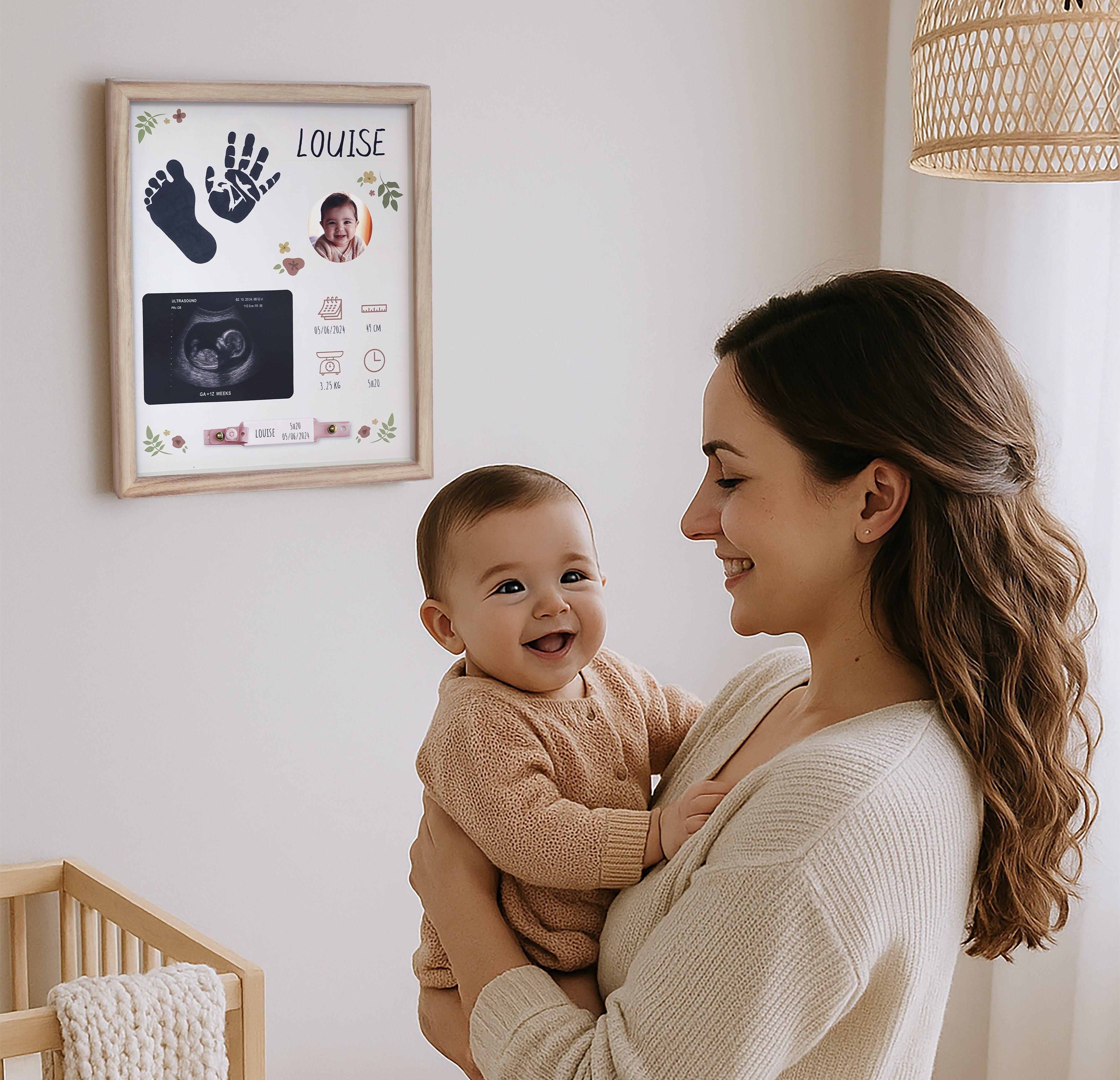 Petit Artichaut Birth Frame boîte souvenirs naissance cœurs